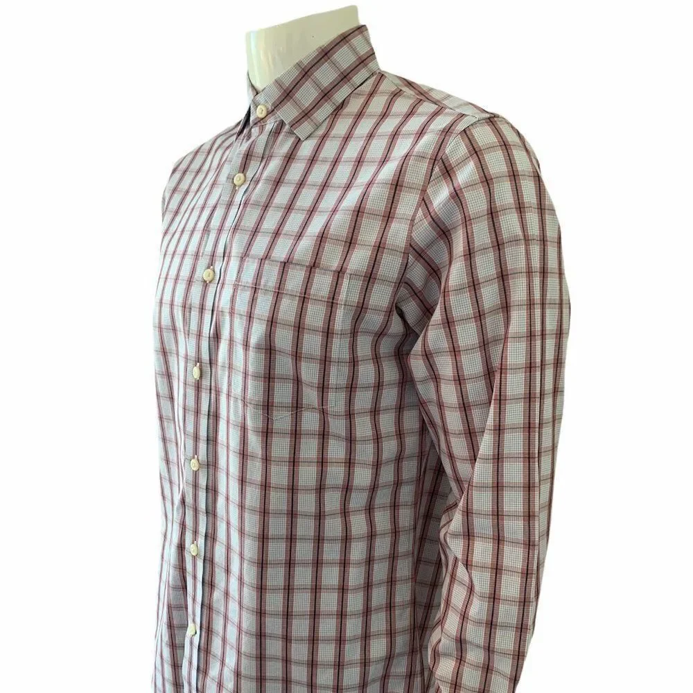Banana Republic Button Up Dress Shirt‎ Men's Small Windowpane Plaid Formal Top
